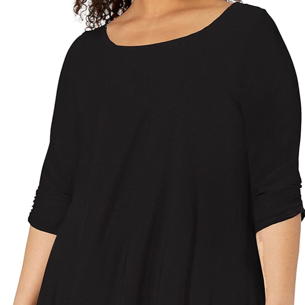 Star Vixen Womens Plus-Size Elbow-Cinch Sleeve Hanky Hem Top Blouse